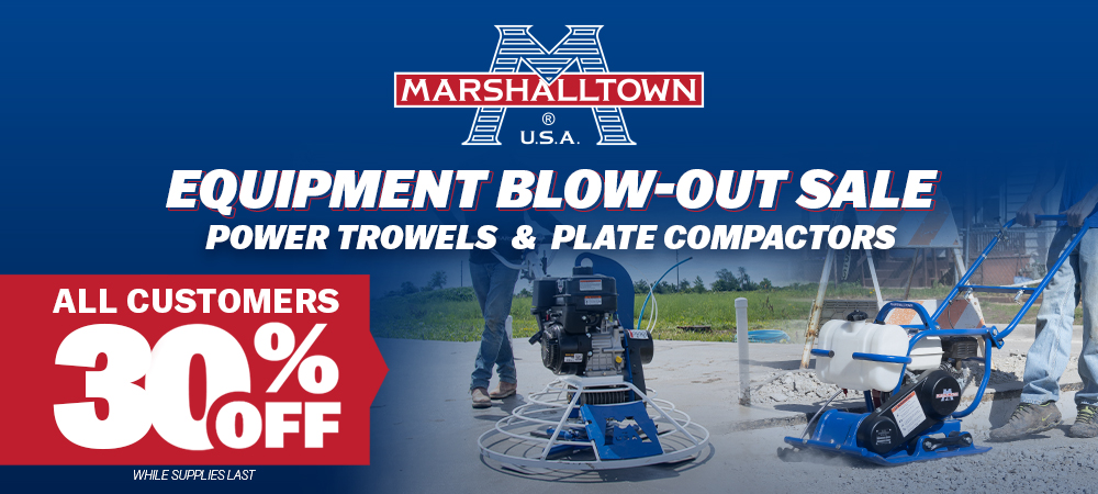 MARSHALLTOWN Power Trowel and Plate Compactors 30% Off